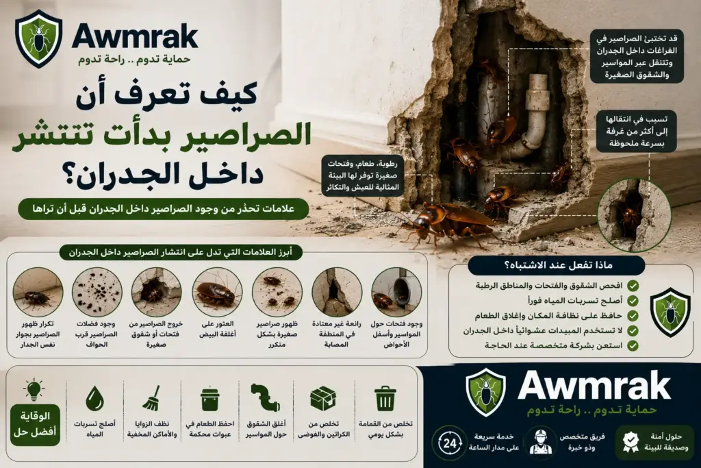 كيف تعرف أن الصراصير بدأت تنتشر داخل الجدران