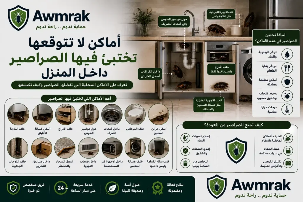 أماكن لا تتوقعها تختبئ فيها الصراصير داخل المنزل